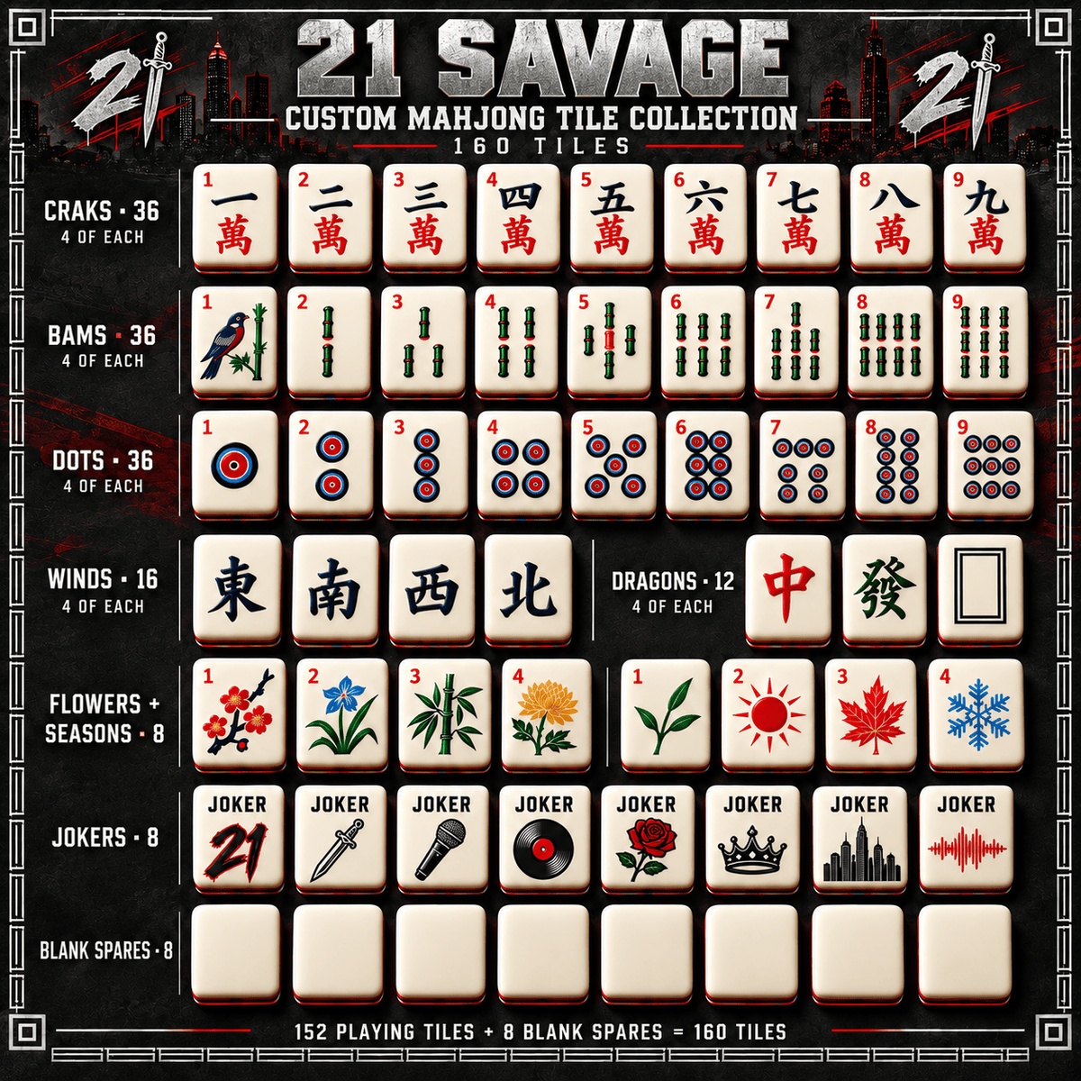 21SV Premium Mahjong Set – Game Night Edition PNPA