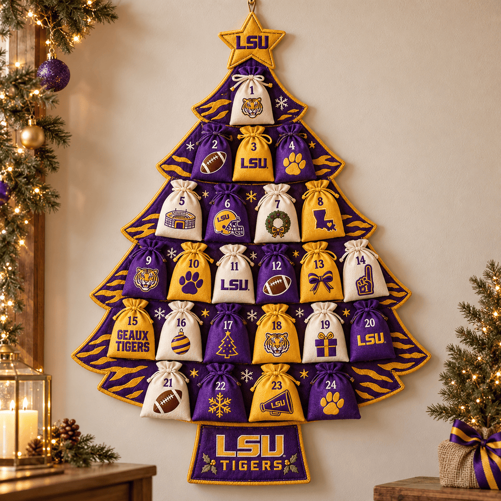 Premium LSU Christmas Tree Countdown Calendar TNSM
