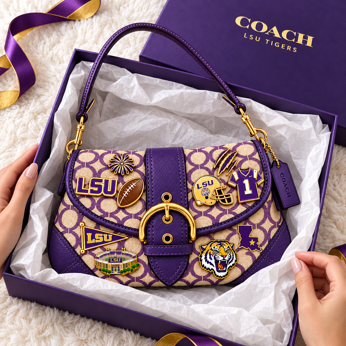 Premium LSU Soho Bag With Charm NPL