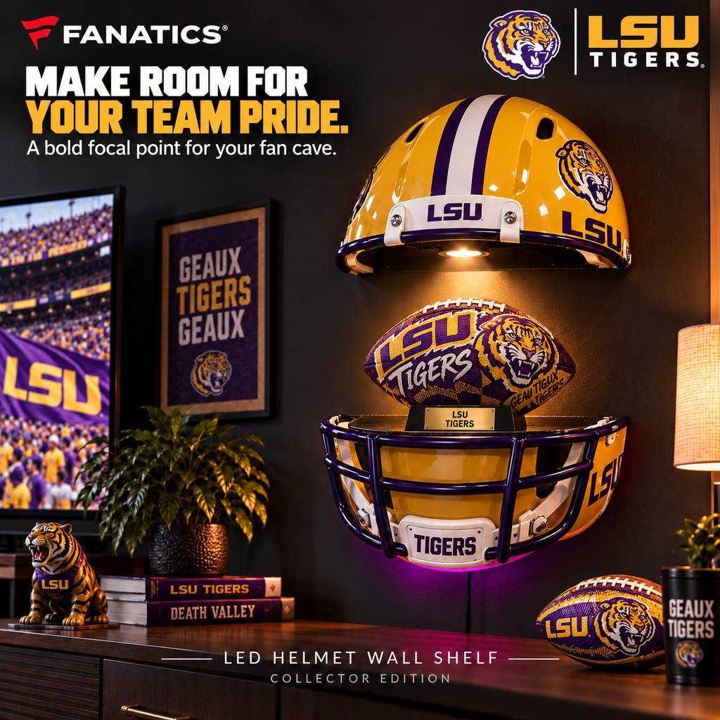 LSU Premium LED Helmet Wall Shelf NTNA