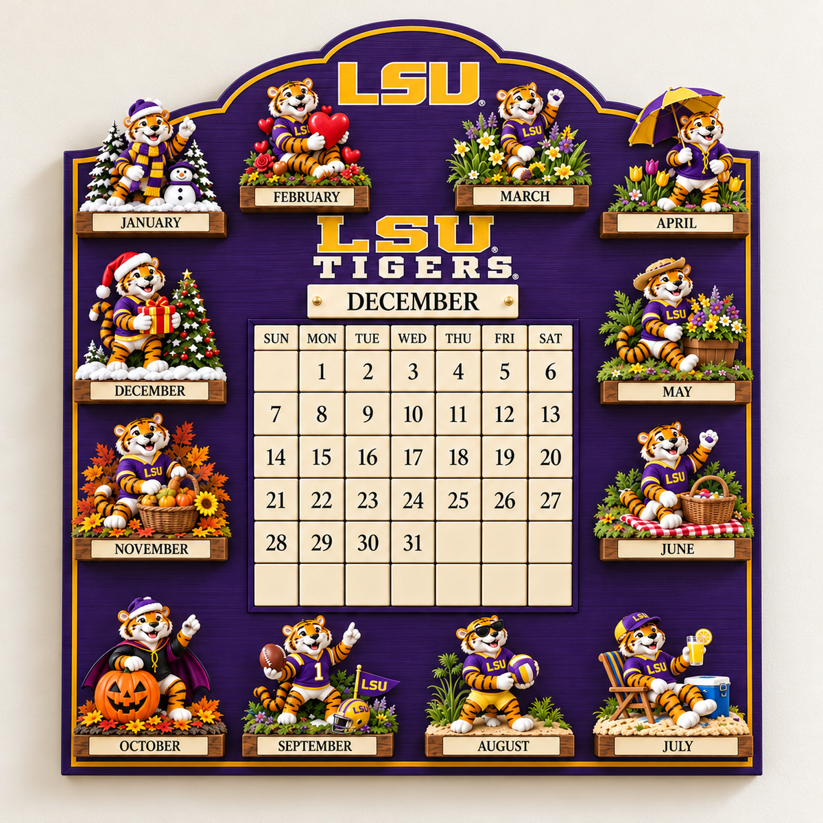 LSU Premium Perpetual Wall Calendar NPL