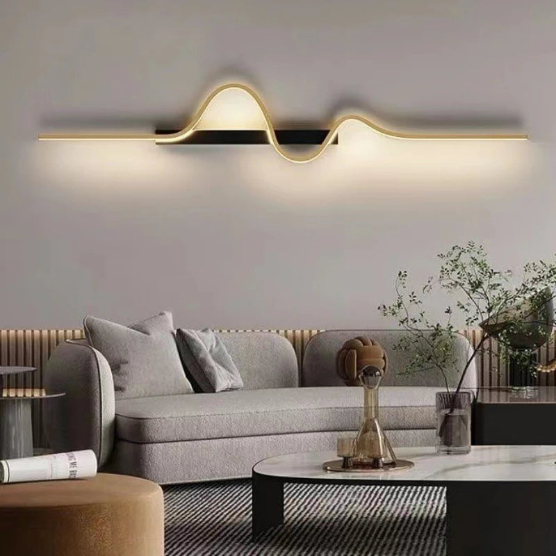 Postmodern Minimalist Wall Lamp Light Luxury Room TV Background Wall Lamp Bedroom Living Room Long Wavy Wall Lamp
